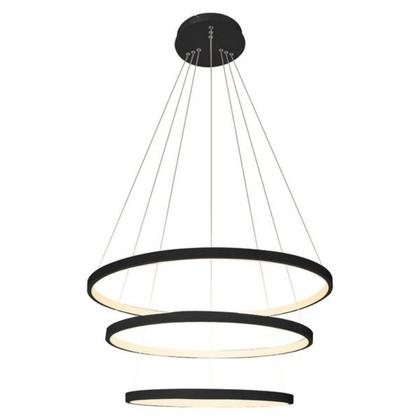 Imagem de Lustre Led Moderno Pendente Anéis Led 89w 3 Arcos Preto