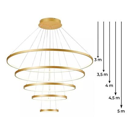 Imagem de Lustre Led Pendente Luminária 5 Arcos Moderno Anéis Dourado Acetinado 3000K 6000K Bivolt 160W Brinovar