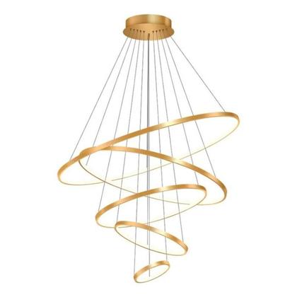 Imagem de Lustre Led Pendente Luminária 5 Arcos Moderno Anéis Dourado Acetinado 3000K 6000K Bivolt 160W Brinovar