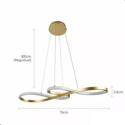 Imagem de Lustre Led Unlimited Moderno 45w 75cm Dourado C/ Controle