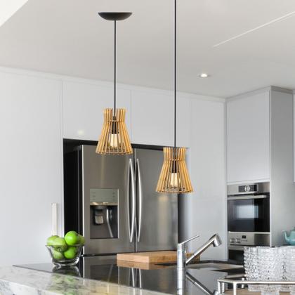 Imagem de Lustre Luminária Teto Com Pendente Madeira MDF Diversos Modelos