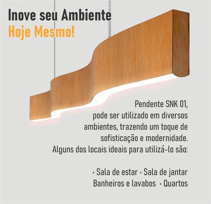 Imagem de Lustre Madeira Retangular Linear LED Integrado 98cm SNK 01  TAUARI BQ