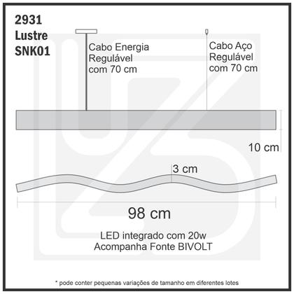 Imagem de Lustre Madeira Retangular Linear LED Integrado 98cm SNK 01  TAUARI BQ