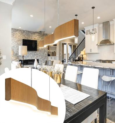 Imagem de Lustre Madeira Retangular Linear LED Integrado 98cm SNK 01  TAUARI BQ