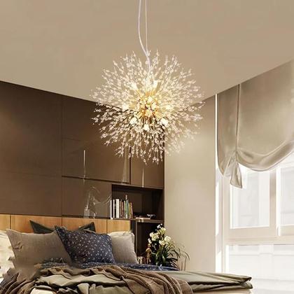 Imagem de Lustre Moderno De Cristal Luxuoso Estilo Nórdico Dente-de-Leão Para Sala De Estar E Quarto