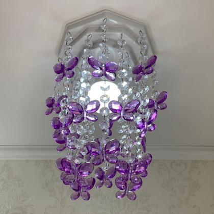 Lustre para Quarto Infantil Luminária de Teto Juvenil Feminino Bebê Decorar Borboletas Lilás 17x25cm - Lustres SH Design Imagem de Lustre para Quarto Infantil Luminária de Teto Juvenil Feminino Bebê Decorar Borboletas Lilás 17x25cm