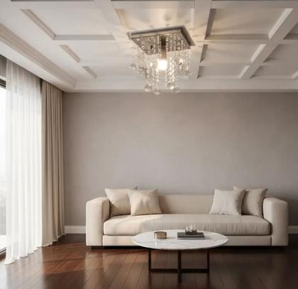 Imagem de Lustre para sala de Cristal Acrílico Alto Brilho 20x20 Cm 20 cm altura Soq E27