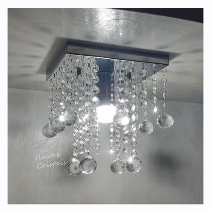 Imagem de Lustre para sala de Cristal Acrílico Alto Brilho 20x20 Cm 20 cm altura Soq E27