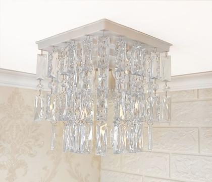 Imagem de Lustre para Sala de Jantar em Cristal Acrílico Plafon Luminária de Teto Decoração Casa 19x21cm - MIC