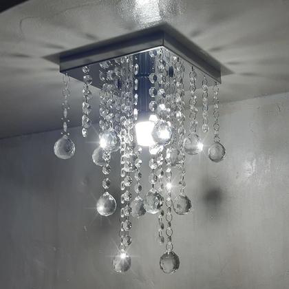 Imagem de Lustre Para Sala Quarto De Cristal Acrílico 20x20 e 25 cm Altura Soq E27