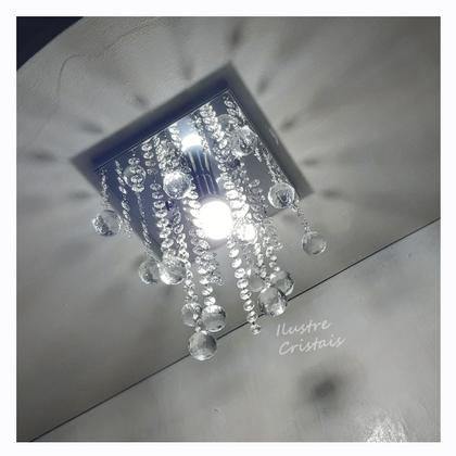 Imagem de Lustre Para Sala Quarto De Cristal Acrílico 20x20 e 25 cm Altura Soq E27