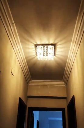 Imagem de Lustre Para Sala Quarto De Cristal K9 Legítimo Base Aço Inox 30x30 cm Espelhado