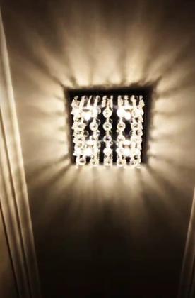 Imagem de Lustre Para Sala Quarto De Cristal K9 Legítimo Base Aço Inox 30x30 cm Espelhado