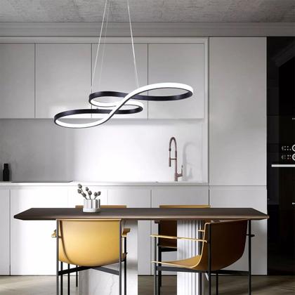 Imagem de Lustre Pendente 3 em 1 Arco Infinito LED Perfil Iluminaçao Sala de Jantar Hall de Entrada Restaurante Hotel Decoraçao Residencial Comercial