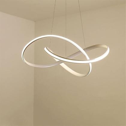 Imagem de Lustre Pendente 3000K LED Luminaria Arco Infinito Perfil Hall de Entrada Moderno Hotel Comercial Residencial Restaurante Iluminaçao Ambiente