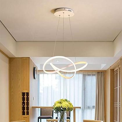 Imagem de Lustre Pendente 3000K LED Luminaria Arco Infinito Perfil Hall de Entrada Moderno Hotel Comercial Residencial Restaurante Iluminaçao Ambiente