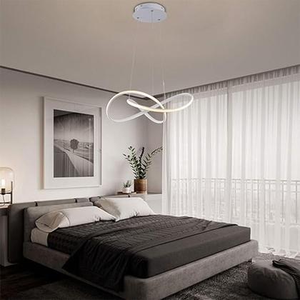 Imagem de Lustre Pendente 3000K LED Luminaria Arco Infinito Perfil Orgon Hall de Entrada Recepçao Hotel Moderno Residencial Comercial Ambiente Iluminaçao