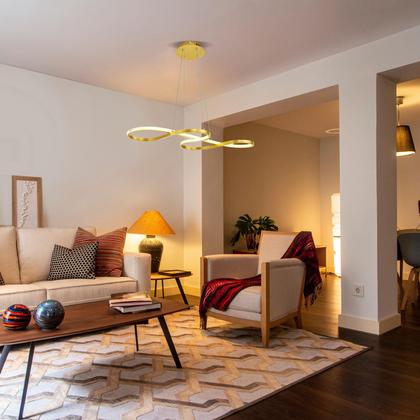 Imagem de Lustre Pendente 40w Design Moderno Bivolt Dourado 3 Em 1