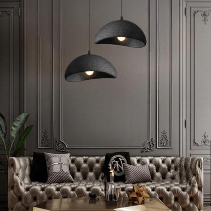 Imagem de Lustre Pendente 50cm Luminária Japonesa Wabi-Sabi Orgânico Cogumelo Concreto Gimpo LTJ50-PRETO-B