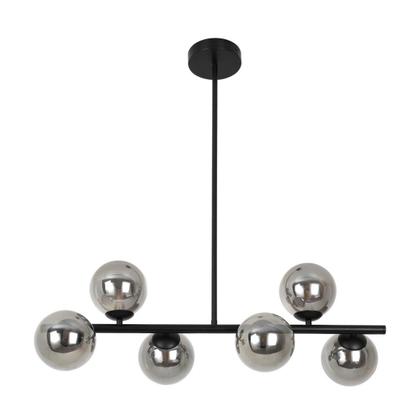 Imagem de Lustre Pendente 6 Globos Esfera Vidro Molecular Jabuticaba Sala Quarto Cozinha Mesa de Jantar Bivolt