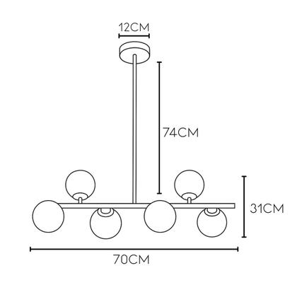 Imagem de Lustre Pendente 6 Globos Esfera Vidro Molecular Jabuticaba Sala Quarto Cozinha Mesa de Jantar Bivolt