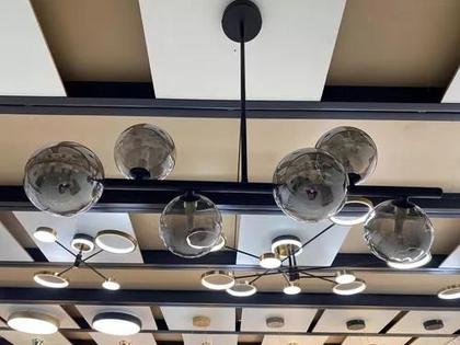 Imagem de Lustre Pendente 6 Globos Esfera Vidro Molecular Jabuticaba Sala Quarto Cozinha Mesa de Jantar Bivolt