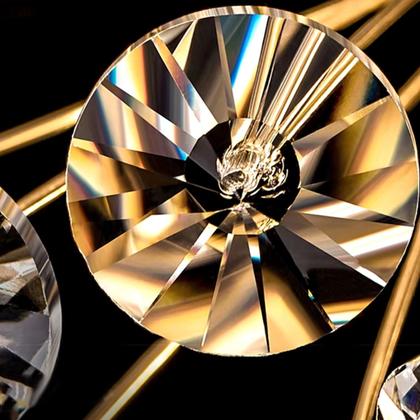 Imagem de Lustre Pendente 70cm Dente de Leão 252 Cristais 9xG9 LED Dourada Metal Teto Gimpo LDL-GOLD-70cm