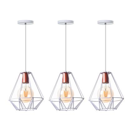 Imagem de Lustre Pendente Aramado Cristal 24 Cm Branco Decorações