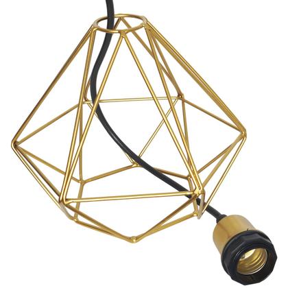 Imagem de Lustre Pendente Aramado Duplo Diamante Dourado Cabo Regulável Luminária Agp Ilumini