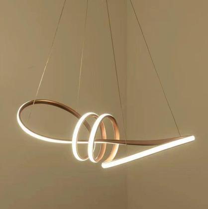 Imagem de Lustre Pendente Arco Anéis Infinito Luxo Moderno Dourado - TEEM