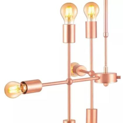 Imagem de Lustre Pendente Avant Hash Aço 9xE27 Cobre Fosco