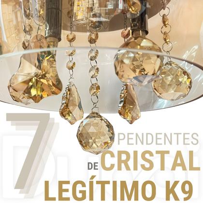 Imagem de Lustre Pendente Bacia De Cristal Âmbar 28 Cm De Diâmetro