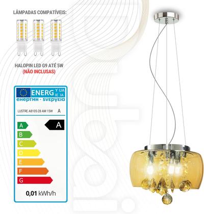 Imagem de Lustre Pendente Bacia De Cristal Âmbar 28 Cm De Diâmetro