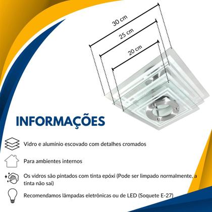 Imagem de Lustre Pendente Branco Quadrado Moderno Sala Quarto Cozinha Luminária P LED Bivolt Luminária Teto