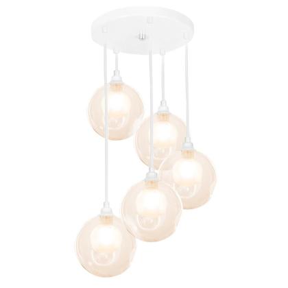 Imagem de Lustre Pendente Branco Quíntuplo Harmony Bolinha Ambar