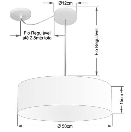 Imagem de Lustre Pendente Cilíndrico Com Desvio De Centro Md-4259 Cúpula em Tecido 50x15cm Palha - Bivolt