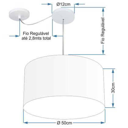 Imagem de Lustre Pendente Cilíndrico Com Desvio de Centro Vivare Md-4251 Cúpula em Tecido 50x30cm - Bivolt