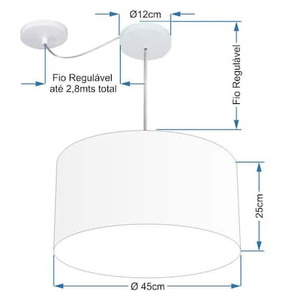 Imagem de Lustre Pendente Cilíndrico Com Desvio Md-4228 Cúpula em Tecido 45x25cm Rustico Bege - Bivolt
