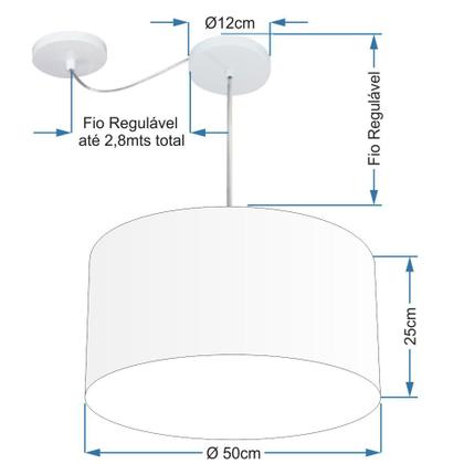 Imagem de Lustre Pendente Cilíndrico Com Desvio Md-4230 Cúpula em Tecido 50x25cm Algodão Crú - Bivolt