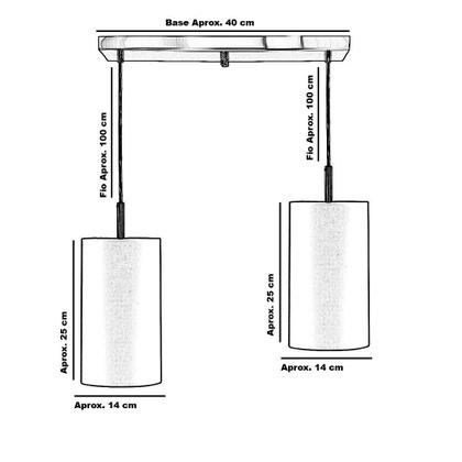 Imagem de Lustre Pendente Cilindrico Duplo Base Retangular Preto