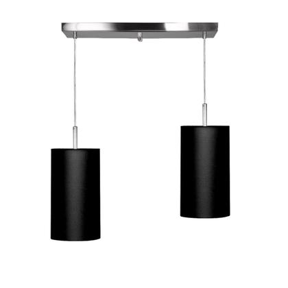 Imagem de Lustre Pendente Cilindrico Duplo Base Retangular Preto