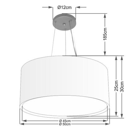 Imagem de Lustre Pendente Cilíndrico Duplo Md-4300 Cúpula em Tecido 50x30cm Linho Bege - Bivolt