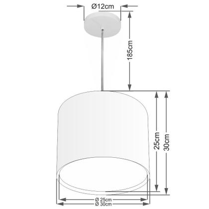 Imagem de Lustre Pendente Cilíndrico Duplo Vivare Md-4284 Cúpula em Tecido 30x30cm - Bivolt