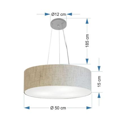 Imagem de Lustre Pendente Cilíndrico Md-4134 Cúpula em Tecido 50x15cm Rustico Bege - Bivolt