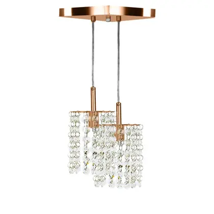 Imagem de Lustre Pendente Clearcast Duplo Cristal Legitimo New Cobre