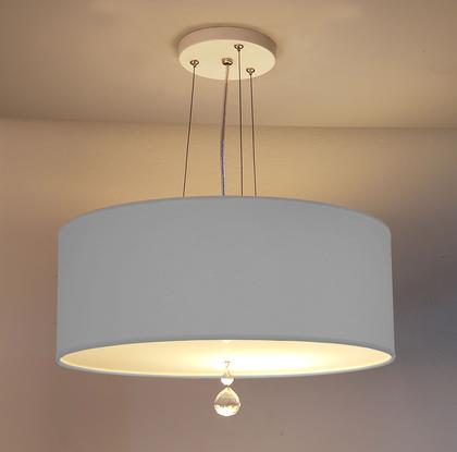 Imagem de Lustre Pendente Com Cristal Cúpula Cinza 50x15 3e27