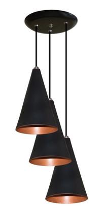 Imagem de Lustre Pendente Cone Triplo Ideal Mesa De Jantar, Quarto