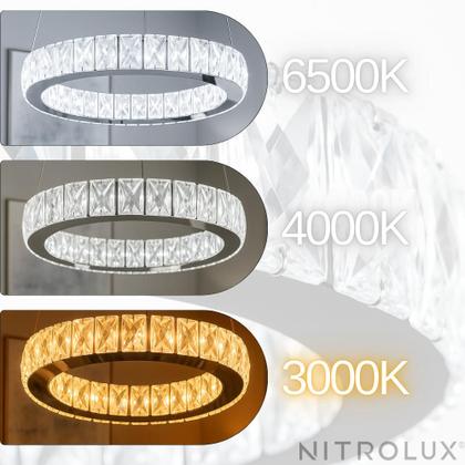 Imagem de Lustre Pendente Cristal Redondo K9 Led 3em1 Nitrolux