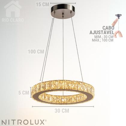 Imagem de Lustre Pendente Cristal Redondo K9 Led 3em1 Nitrolux