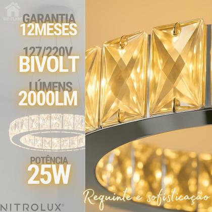 Imagem de Lustre Pendente Cristal Redondo K9 Led 3em1 Nitrolux